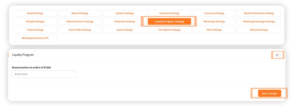 Loyalty Settings